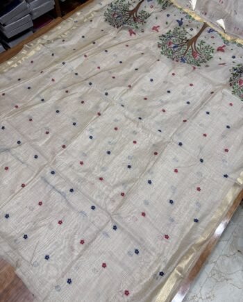 Muga Cotton Saree - Jamdani Weaving - 4