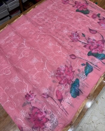 Embroidery Linen Cotton Saree - 3