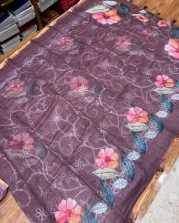 Embroidery Linen Cotton Saree - 1