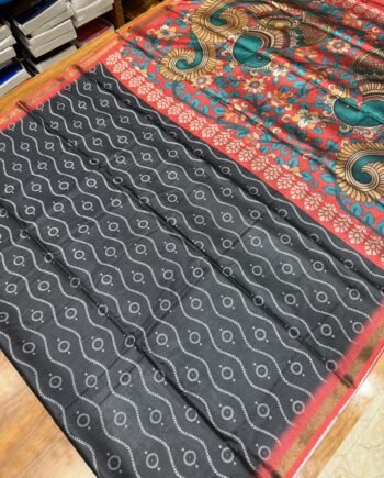 Kalamkari Malai Tussar Saree - 4