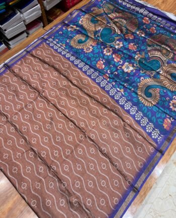 Kalamkari Malai Tussar Saree - 5