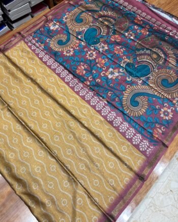 Kalamkari Malai Tussar Saree - 1