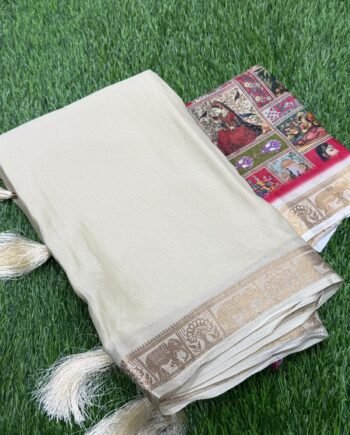 Mysore Crepe Sarees with Digital Printed Blouse - 1