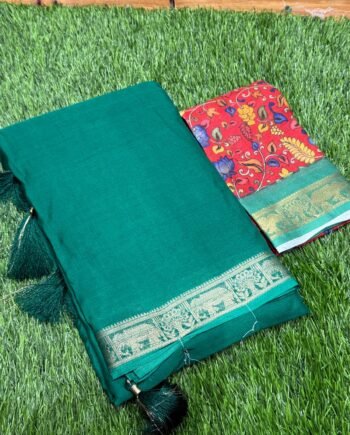 Mysore Crepe Sarees with Digital Printed Blouse - 2