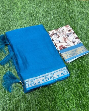 Mysore Crepe Sarees with Digital Printed Blouse - 9