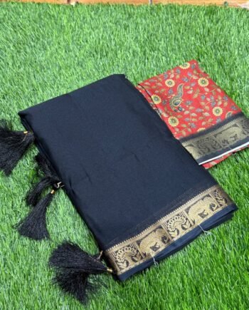 Mysore Crepe Sarees with Digital Printed Blouse - 10
