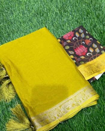 Mysore Crepe Sarees with Digital Printed Blouse - 11