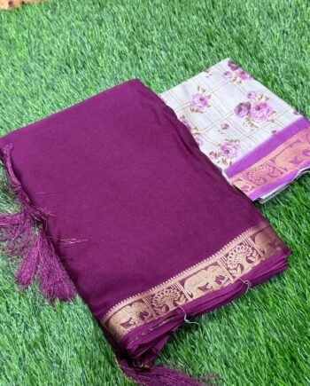 Mysore Crepe Sarees with Digital Printed Blouse - 12
