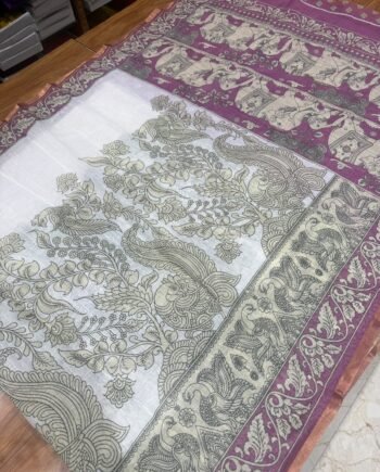 Linen Cotton Saree - Kalamkari Design - Offer Price - 1