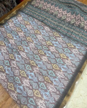 Linen Cotton Saree - Pochampally Design - Offer Prices - 4
