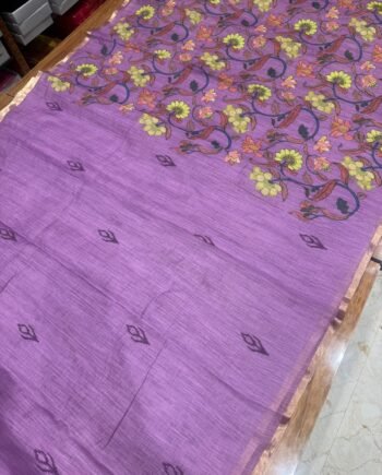 Linen Cotton Saree - Ikkat and Kalamkari - Offer Prices - 2