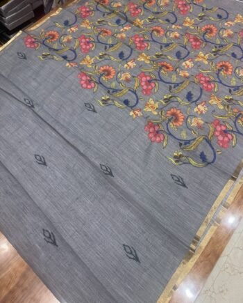 Linen Cotton Saree - Ikkat and Kalamkari - Offer Prices - 3