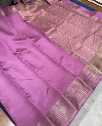 Tussar Semi Silk Saree - Floral, Yali and Peacock in Geometric Style - 15