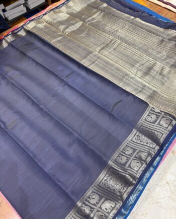Tussar Semi Silk Saree - Floral, Yali and Peacock in Geometric Style - 14