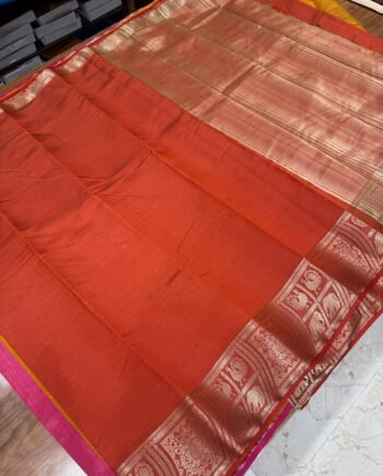 Tussar Semi Silk Saree - Floral, Yali and Peacock in Geometric Style - 10