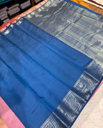 Tussar Semi Silk Saree - Floral, Yali and Peacock in Geometric Style - 12