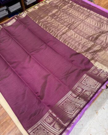 Tussar Semi Silk Saree - Floral, Yali and Peacock in Geometric Style - 6
