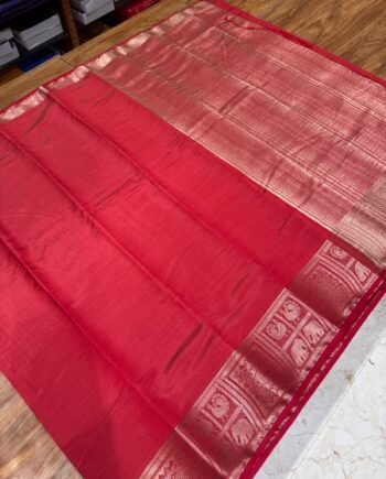 Tussar Semi Silk Saree - Floral, Yali and Peacock in Geometric Style - 1