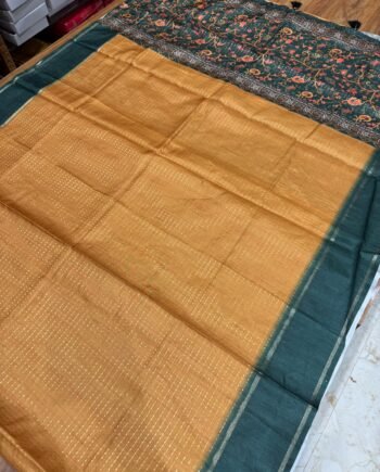 Needle Silk Saree -Kalamkari Pallu with Allover Weaving