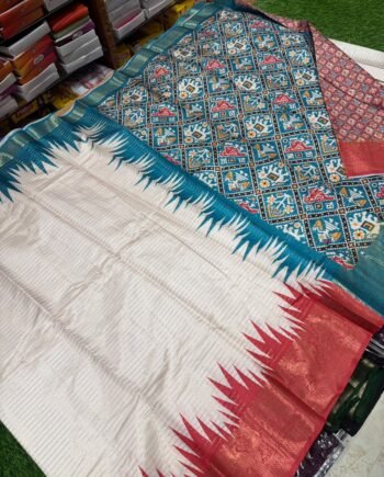 Ganga Jamuna Binny Semi Silk Saree - Patola Pallu and Blouse - 7