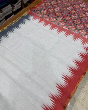 Premium Linen Cotton Saree - Ganga Jamuna Border and Patola - 2