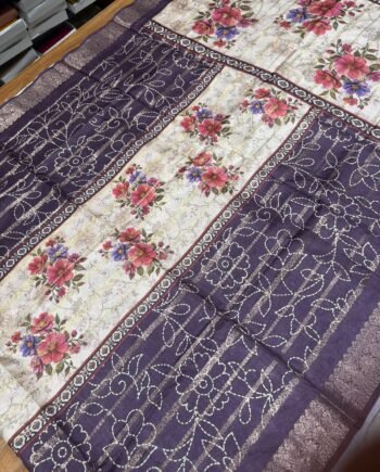 Printed Tussar Saree - Patola, Kalamkari and Bandhini - 7