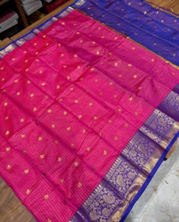 Banarasi Zari Checks Saree - 6