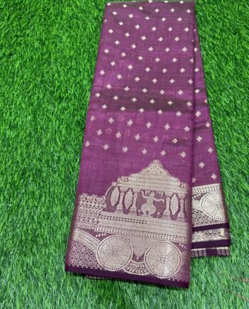 Tussar Semi Silk Saree - Allover Butta with Thanga Theerrr Border - 10
