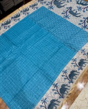 Premium Linen Cotton Saree - Elephant Borde - 7