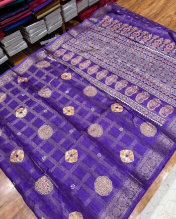 Shibori Binny Semo Silk Saree with Zari Kattam - 4