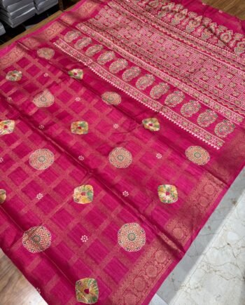 Shibori Binny Semo Silk Saree with Zari Kattam - 2