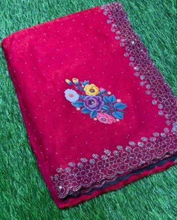 Space Silk Saree with Stone work and Pallu Print - 15