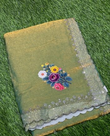 Space Silk Saree with Stone work and Pallu Print - 13