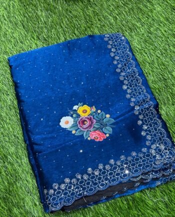 Space Silk Saree with Stone work and Pallu Print - 11