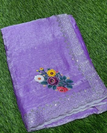 Space Silk Saree with Stone work and Pallu Print - 12
