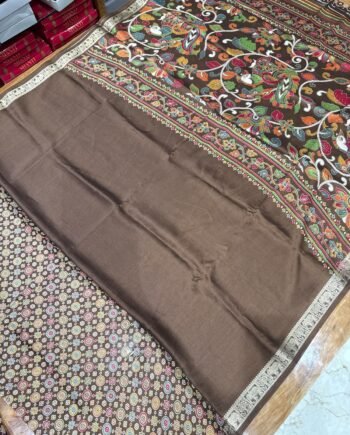 Printed Chinon Saree with Kalamkari Pallu and Ajrakh Blouse - 3