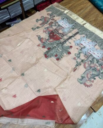Budget Muga Cotton Saree - Pichwai Prints - 5