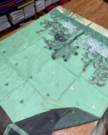 Budget Muga Cotton Saree - Pichwai Prints - 7