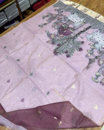 Budget Muga Cotton Saree - Pichwai Prints - 3