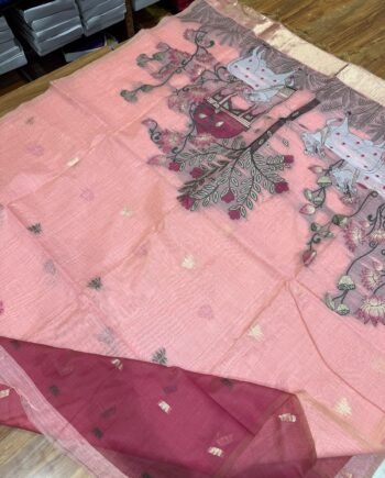 Budget Muga Cotton Saree - Pichwai Prints - 1