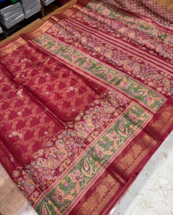 Kalamkari binny semi silk saree - 8