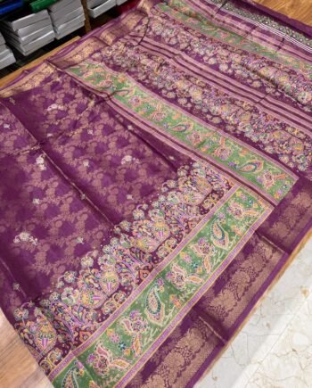 Kalamkari binny semi silk saree - 7