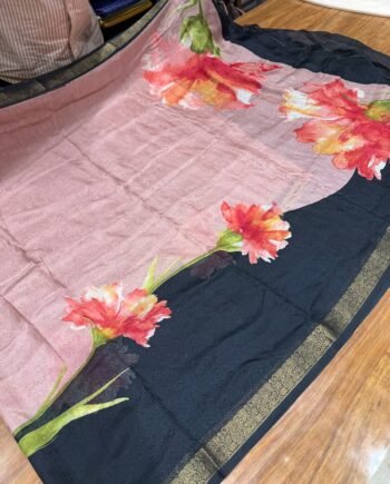 Premium Georgette Saree in Embose and Jari Jacquard Border - 2