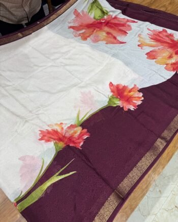 Premium Georgette Saree in Embose and Jari Jacquard Border - 1