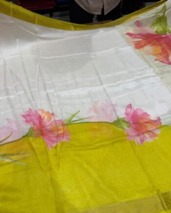 Premium Georgette Saree in Embose and Jari Jacquard Border - 3