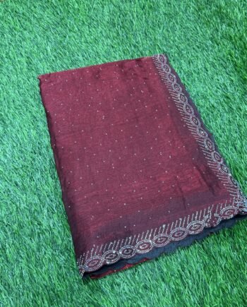 Space Silk Saree with Stone Work Allover - 10