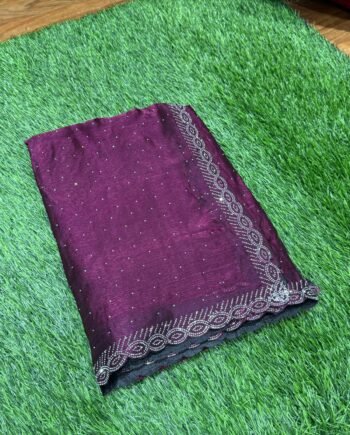 Space Silk Saree with Stone Work Allover - 7