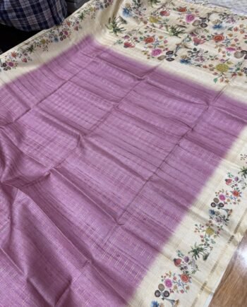 Malai Tussar Saree with Zari Checks - 4
