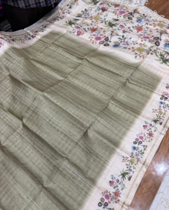 Malai Tussar Saree with Zari Checks - 1