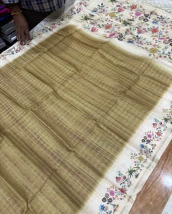 Malai Tussar Saree with Zari Checks - 2